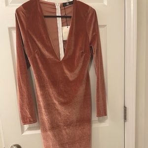 Pink velvet feel bodycon